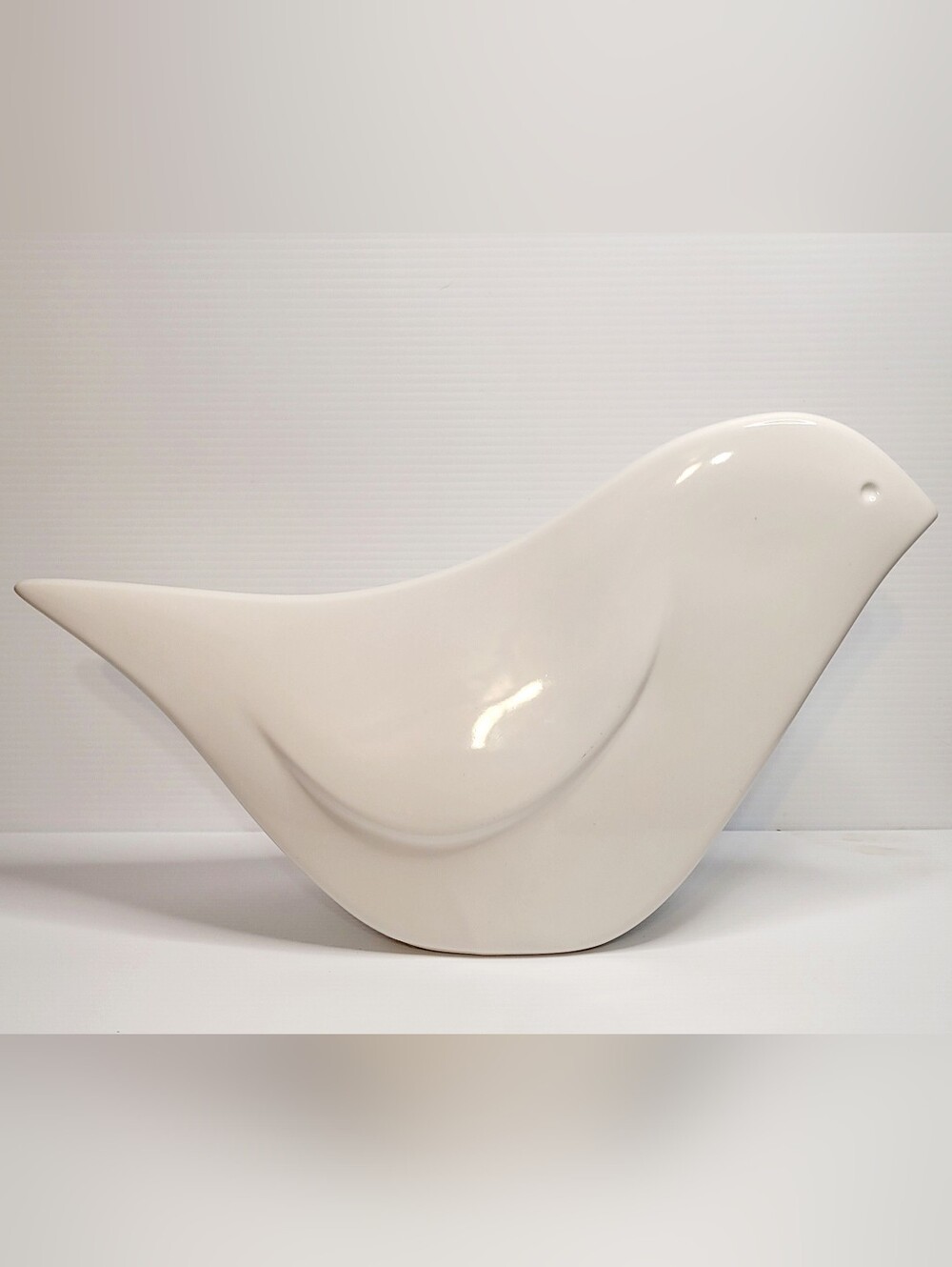 White Ceramic Bird Figurine 13” Modern Minimalist Scandinavian Decor
